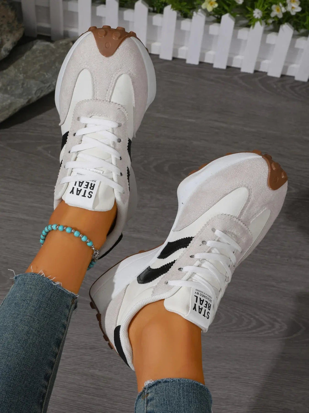 Colorblock Lace Up Casual Sneakers