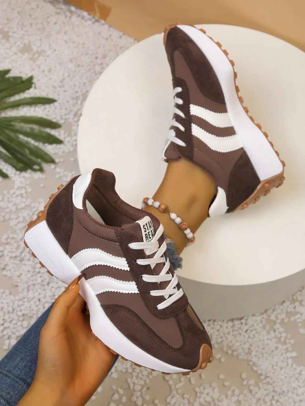 Colorblock Lace Up Casual Sneakers