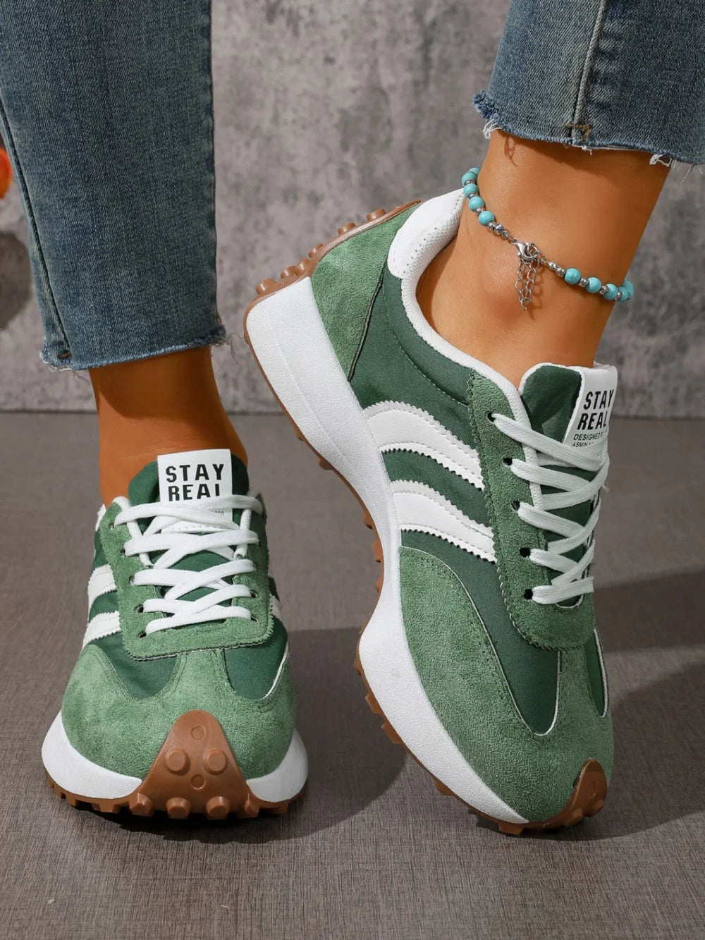 Colorblock Lace Up Casual Sneakers