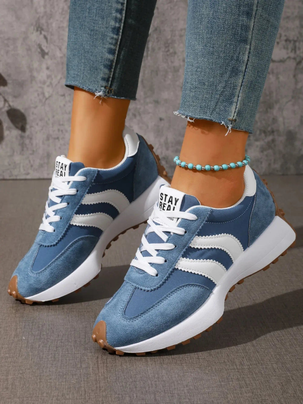 Colorblock Lace Up Casual Sneakers